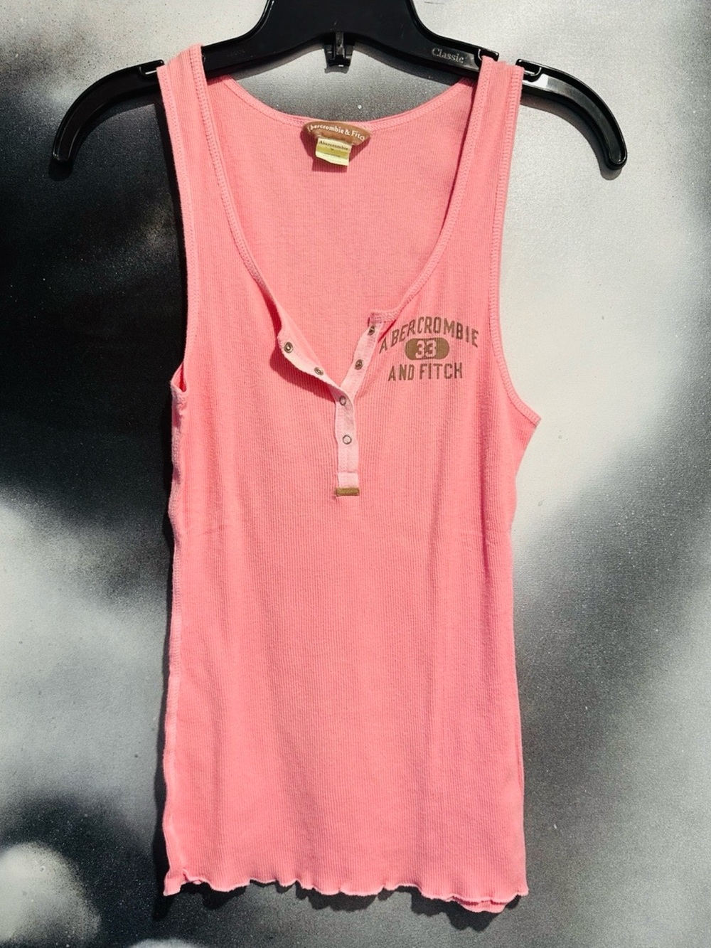 New 90s ABERCROMBIE & FITCH RIBBED SLEEVELESS COTTON HENLEY LARGE
